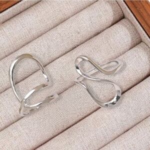 Silver Abstract Ring Set Stainless Steel